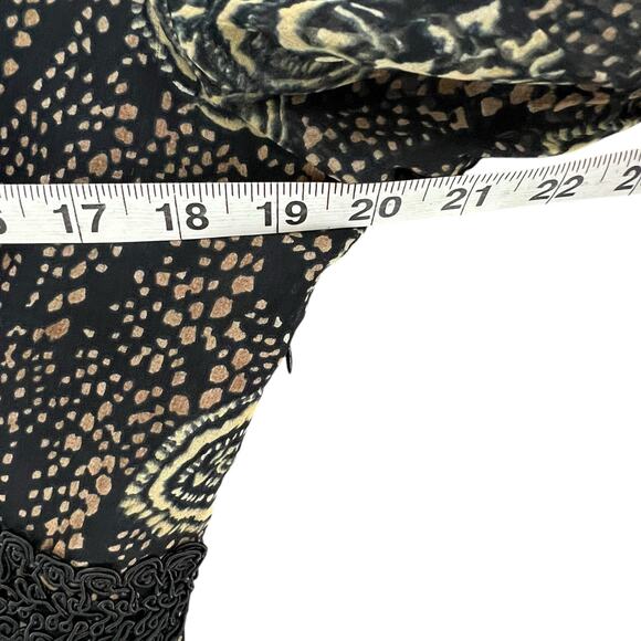 ICE Y2K Babydoll Top Womens L Black Silk Abstract Paisley Lined Boho Whimsygoth - Picture 9 of 16